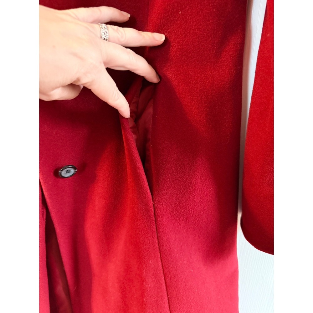 Marvin Richards New York Red Wool Blend Oversized Collar A-Line Coat Womens 10 - Picture 7 of 13